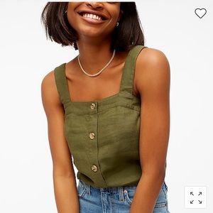 🫒 NWT J.Crew Linen-blend button-front tank